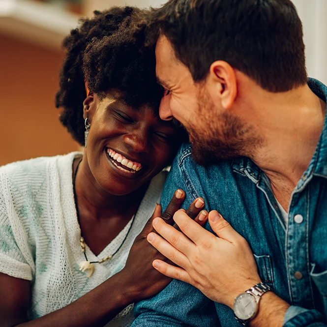 happy couple laughing together